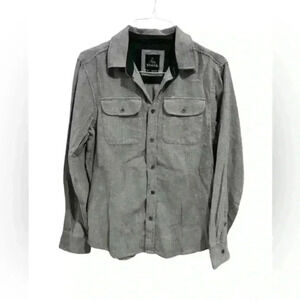 Prana Lybek Long Sleeve Button Front Casual Shirt Gray Mens Organic Cotton Small